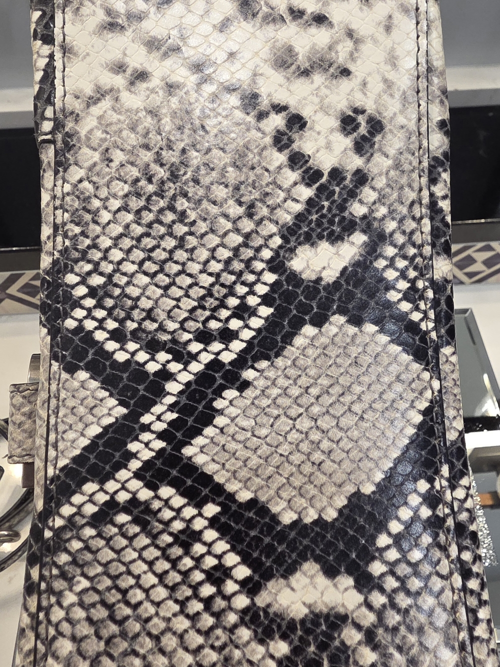 Balenciaga Black and Gray Python-Print Top Handle Satchel - Picture 13 of 17
